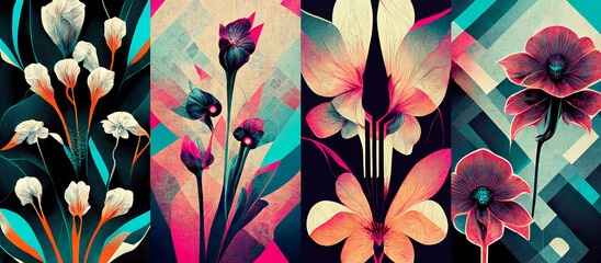 abstract background, flowers pattern illustration. collection