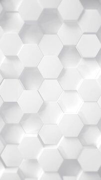 Hexagons Low Poly White Abstract Vertical Video Background Loop