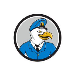 Bald Eagle Policeman Circle Cartoon