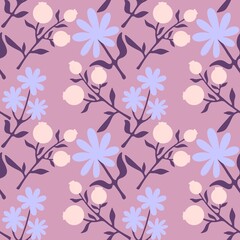 Floral spring summer seamless flower and berries pattern for wrapping paper and accessories and kids