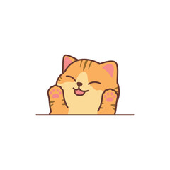 Happy orange cat cartoon, vector illustration