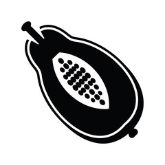 Fresh fruit sliced papaya icon | Black Vector illustration |