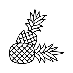 pineapple whole two line icon vector illustration