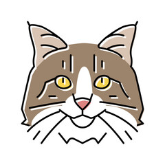 norwegian forest cat cute pet color icon vector illustration