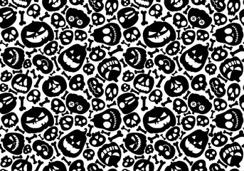 Halloween seamless pumpkins and witch hat and ghost pattern for fabrics and wrapping paper and clothes print