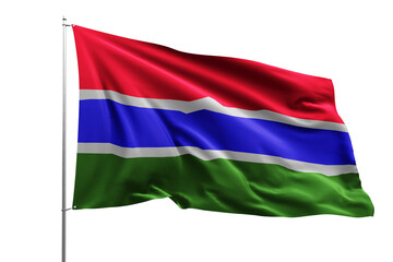 Fototapeta na wymiar flag real realistic fabric flying wave shine country nation national pole hd transparent png GAMBIA