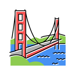 golden gate bridge color icon vector illustration