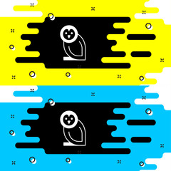 White Owl bird icon isolated on black background. Animal symbol. Vector