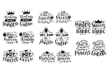 Princess and Queen  Hand lettering illustration for your design