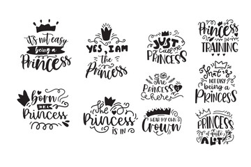 Fototapeta premium Princess and Queen Hand lettering illustration for your design