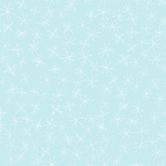 Hand Drawn Snowflakes Christmas Seamless Pattern. Subtle Flying Snow Flakes on chalk snowflakes Background. Beauteous chalk handdrawn snow overlay. Alive holiday season decoration.
