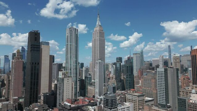 flying counter clockwise shot of midtown Manhattan skyline