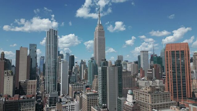 flying clockwise shot of midtown Manhattan skyline