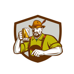 Oktoberfest Bavarian Beer Drinker Shield Retro