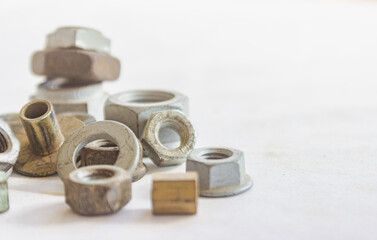 bolts and nuts in white background