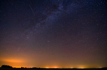 Fototapeta na wymiar Starry sky milky way panorama. Abstract natural background