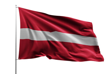 Fototapeta na wymiar flag real realistic fabric flying wave shine country nation national pole hd transparent png LATVIA