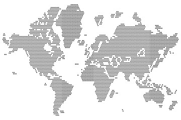 Fototapeta na wymiar simple vector map world from black square formation, Isolated on White