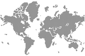 simple vector  map world from black circle formation, Isolated on White