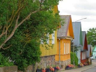 traditional karaim wooden houses in Trakai, Lithuania