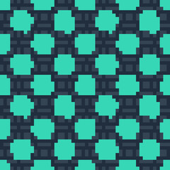 Green line Honeycomb icon isolated seamless pattern on blue background. Honey cells symbol. Sweet natural food. Vector