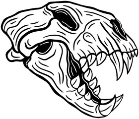 Obraz premium Skull Head black and white Hand Drawn tattoo concept Dark Art illustration