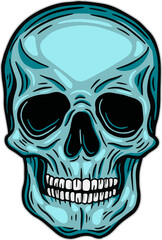 Dark Art Skull Head and Bones horror vintage illustration