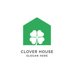 Minimalist Simple Clover Leaf House Home Logo Design Vector Illustration