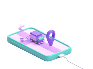 Tracking order app. 3D render