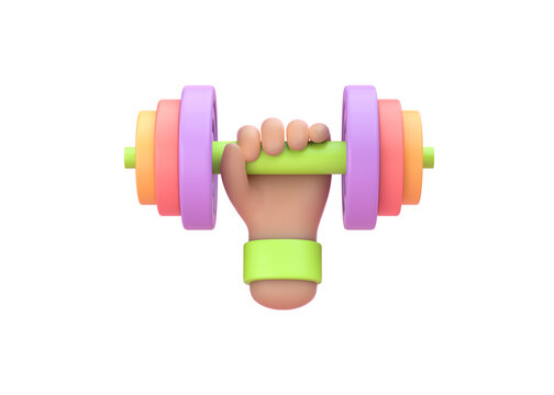 recommend clip art: Hand holding a dumbbell. 3D render