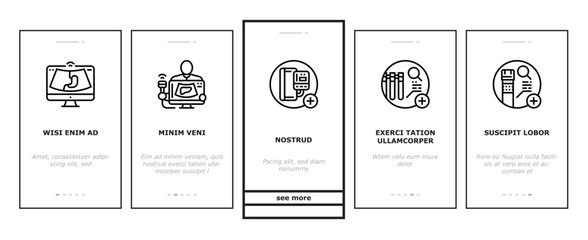 health check medical doctor onboarding icons set vector