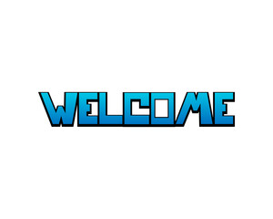 Gradient blue welcome text art design isolated