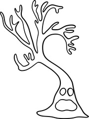 Halloween Haunted Tree, Spooky Tree, Halloween decoration illustration