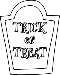 Gravestone, trick or treat. Halloween decorations illustration