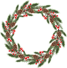 Fototapeta na wymiar Christmas wreath illustration
