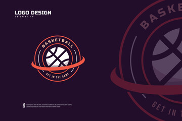 Basketball club logo, Basketball tournament emblems template. Sport team identity, E-Sport badge design vector illustrations