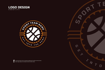Basketball club logo, Basketball tournament emblems template. Sport team identity, E-Sport badge design vector illustrations