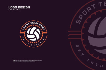 Volleyball Badge Logo, Sport Team Identity. Volleyball tournament design template, E-Sport badge vector illustration