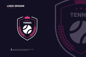 Tennis Badge Logo, Sport Team Identity. Tennis tournament design template, E-Sport badge vector illustration