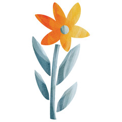 Yellow flower watercolor art background vector. Wallpaper design with floral paint brush line art. leaves and flowers nature design for cover, wall art, invitation, fabric, poster, canvas print.