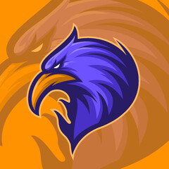 Eagle esport baseball team mascot emblem logo. Blue feathered eagle gaming mascot illustration.