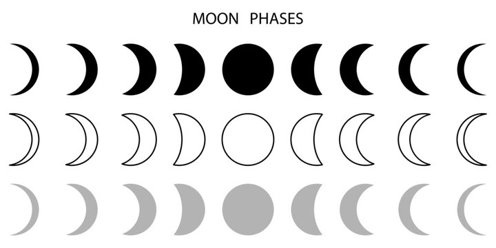 Moon phase icon. Vector illustration. Stock image. 