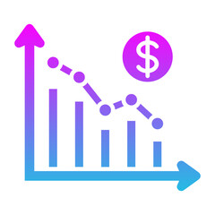 Grow Down Glyph Gradient Icon