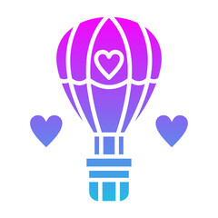 Hot Air Balloon Glyph Gradient Icon