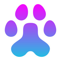 Paw Print Glyph Gradient Icon