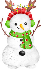 Cute watercolor snowman character