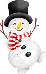 Cute watercolor snowman character