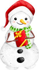 Cute watercolor snowman character