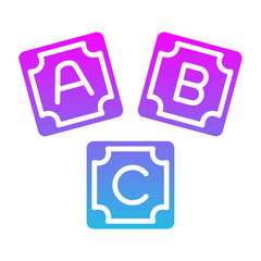 Abc Block Glyph Gradient Icon