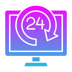 24 Hours Glyph Gradient Icon